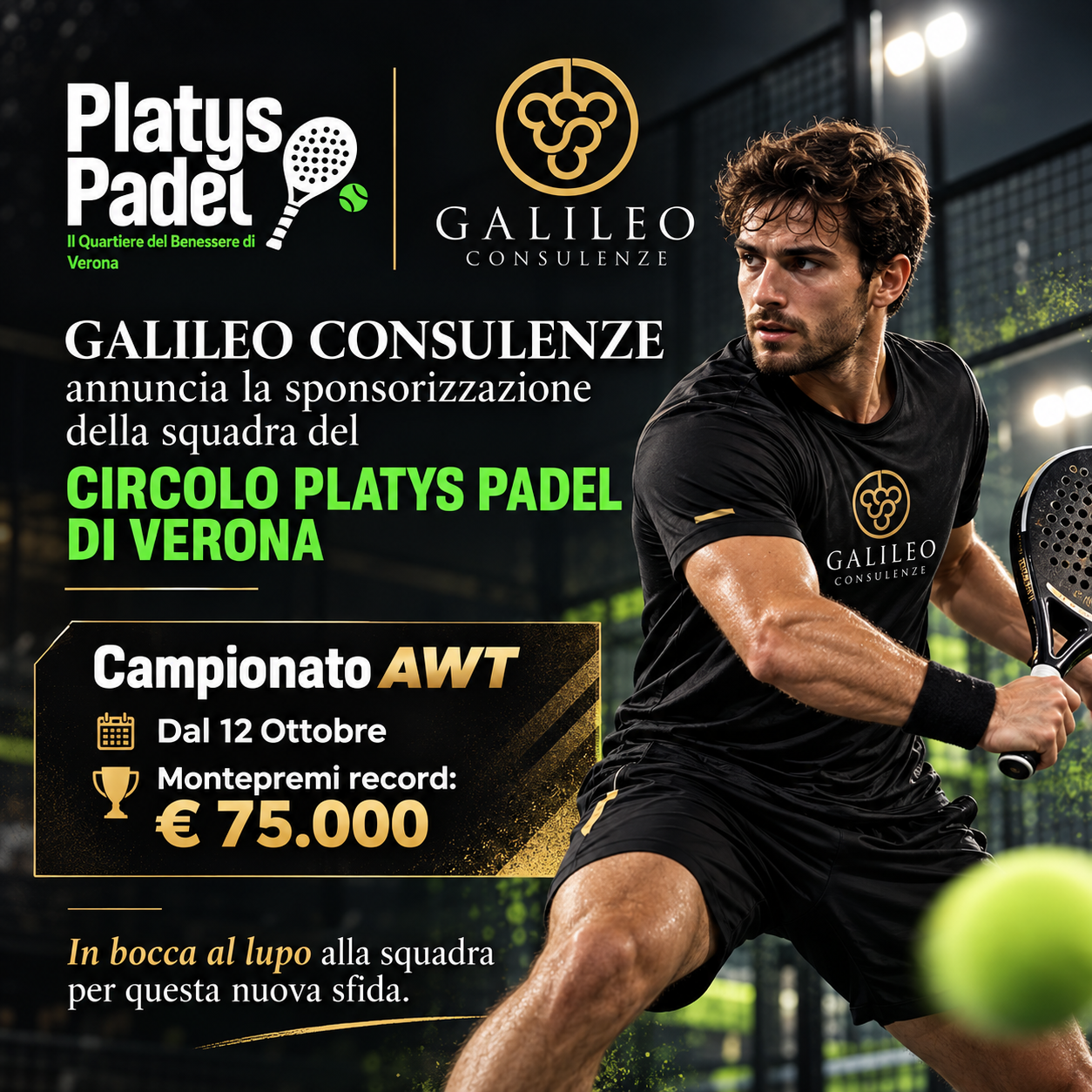 Galileo Consulenze sostiene il Platys Padel di Verona