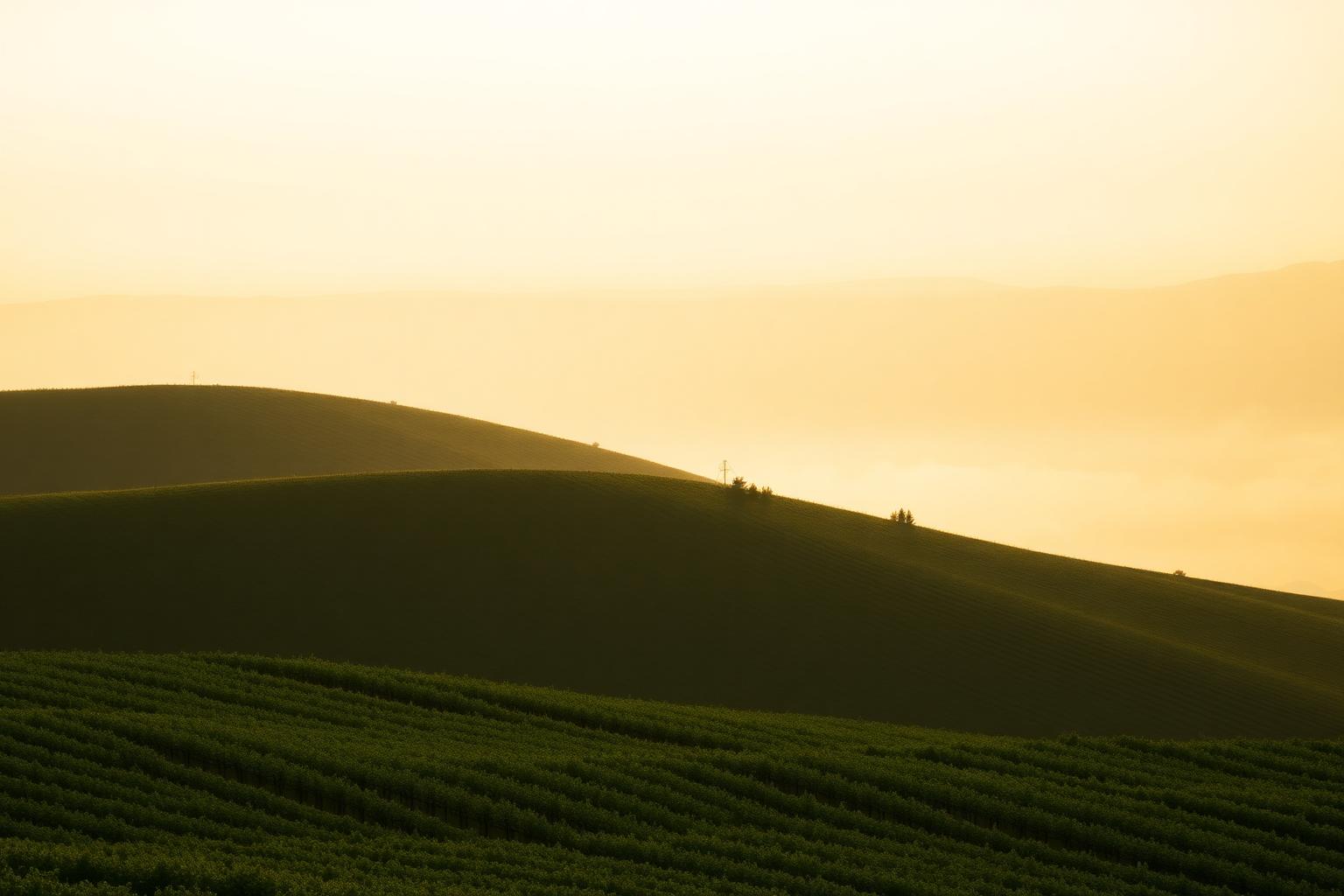 Colline vitate del Veneto all'alba
